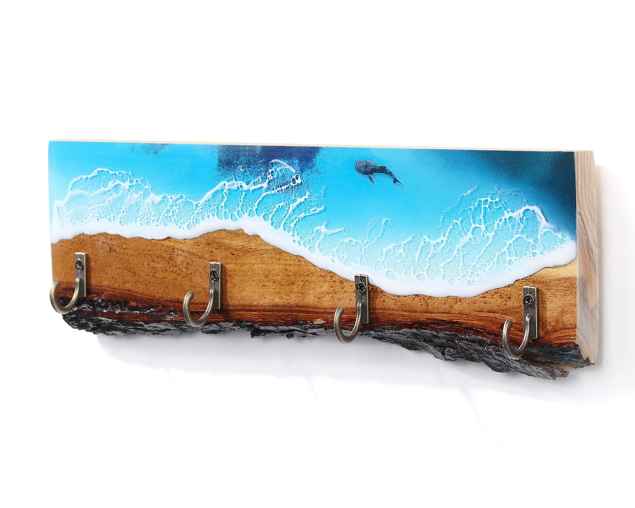 KPWaveArt Natural Wood Resin Key Holder