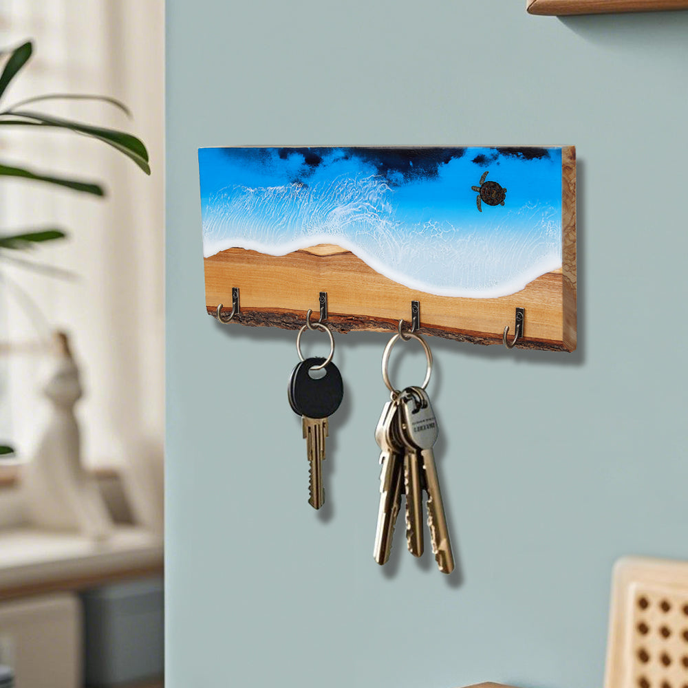 Key holder olivewood turtle