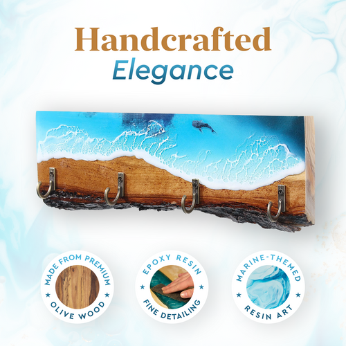 KPWaveArt Natural Wood Resin Key Holder