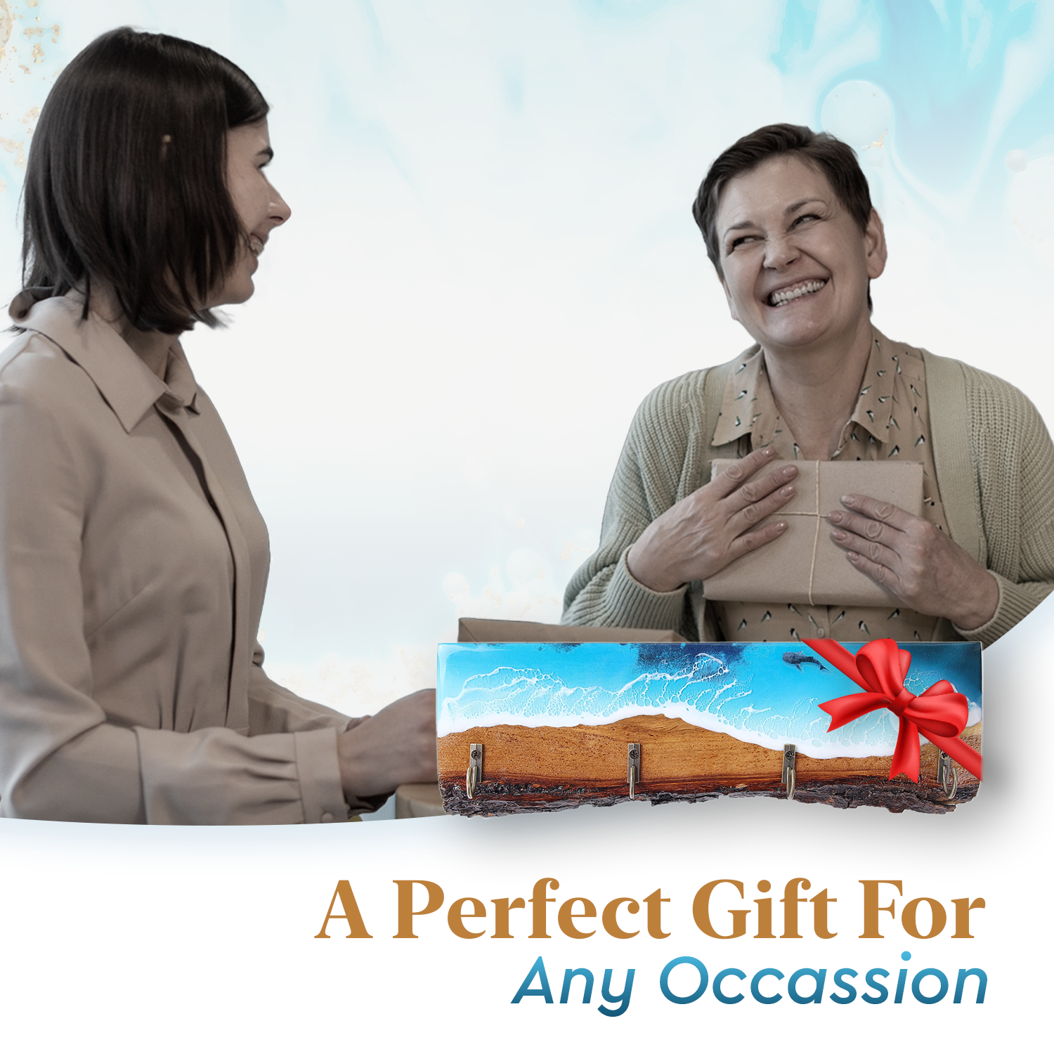 KPWaveArt Natural Wood Resin Key Holder