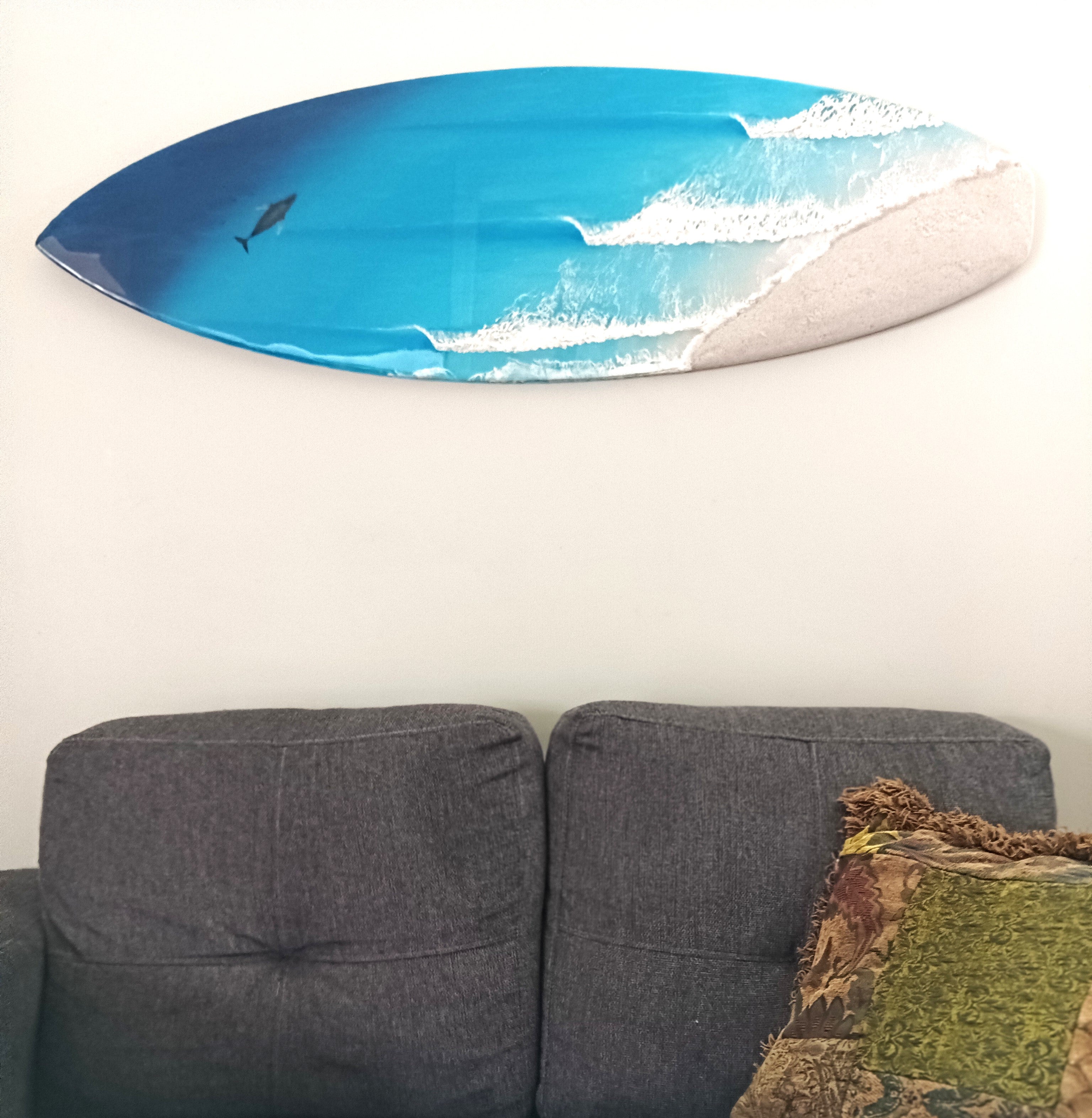 Surfboard resin art Barrel beach