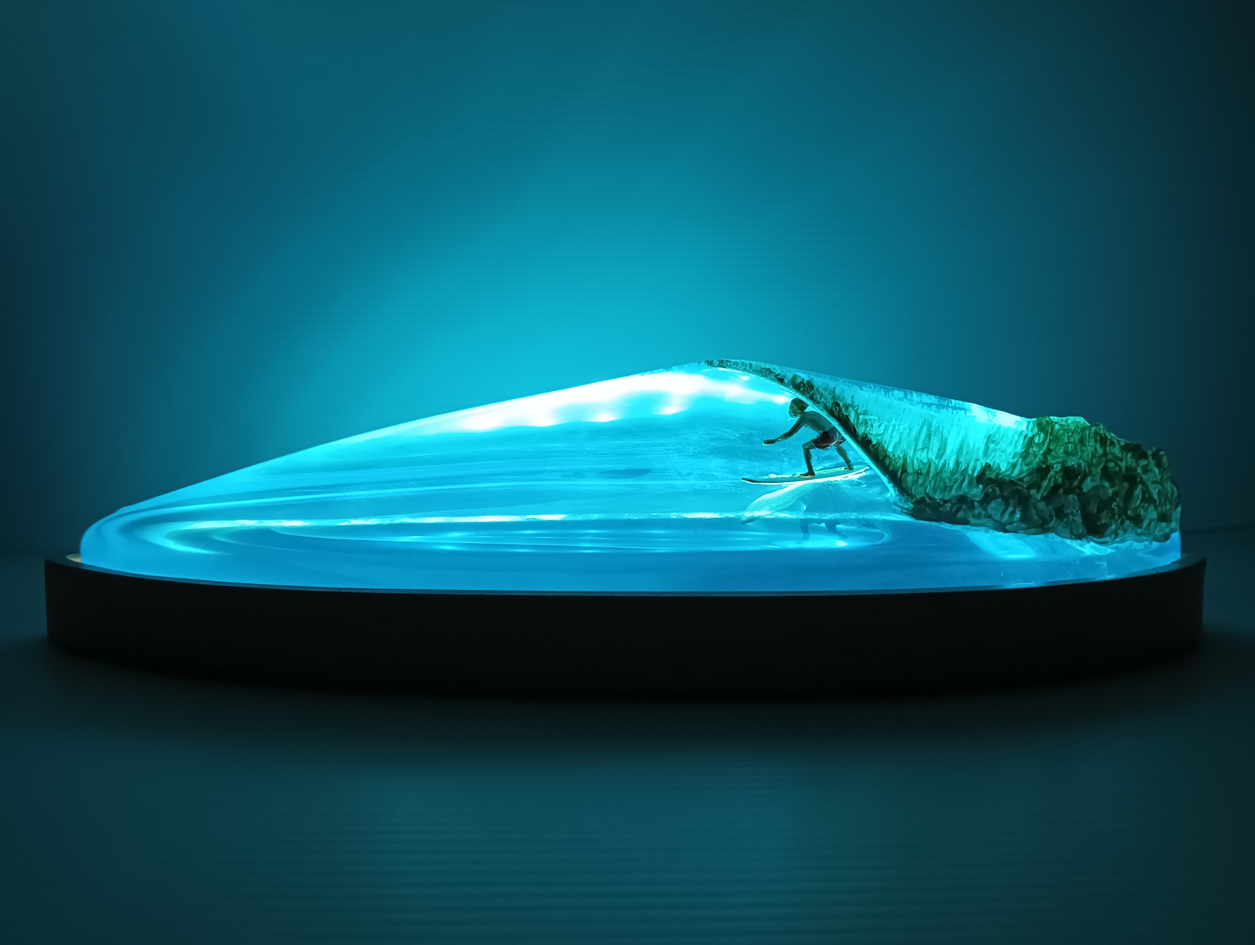 resin lamp, wave lamp, surfing lamp, wave lamp surfer, surfing art, surfboard art, surfng trophy, wave light, resin light, wave sculpture