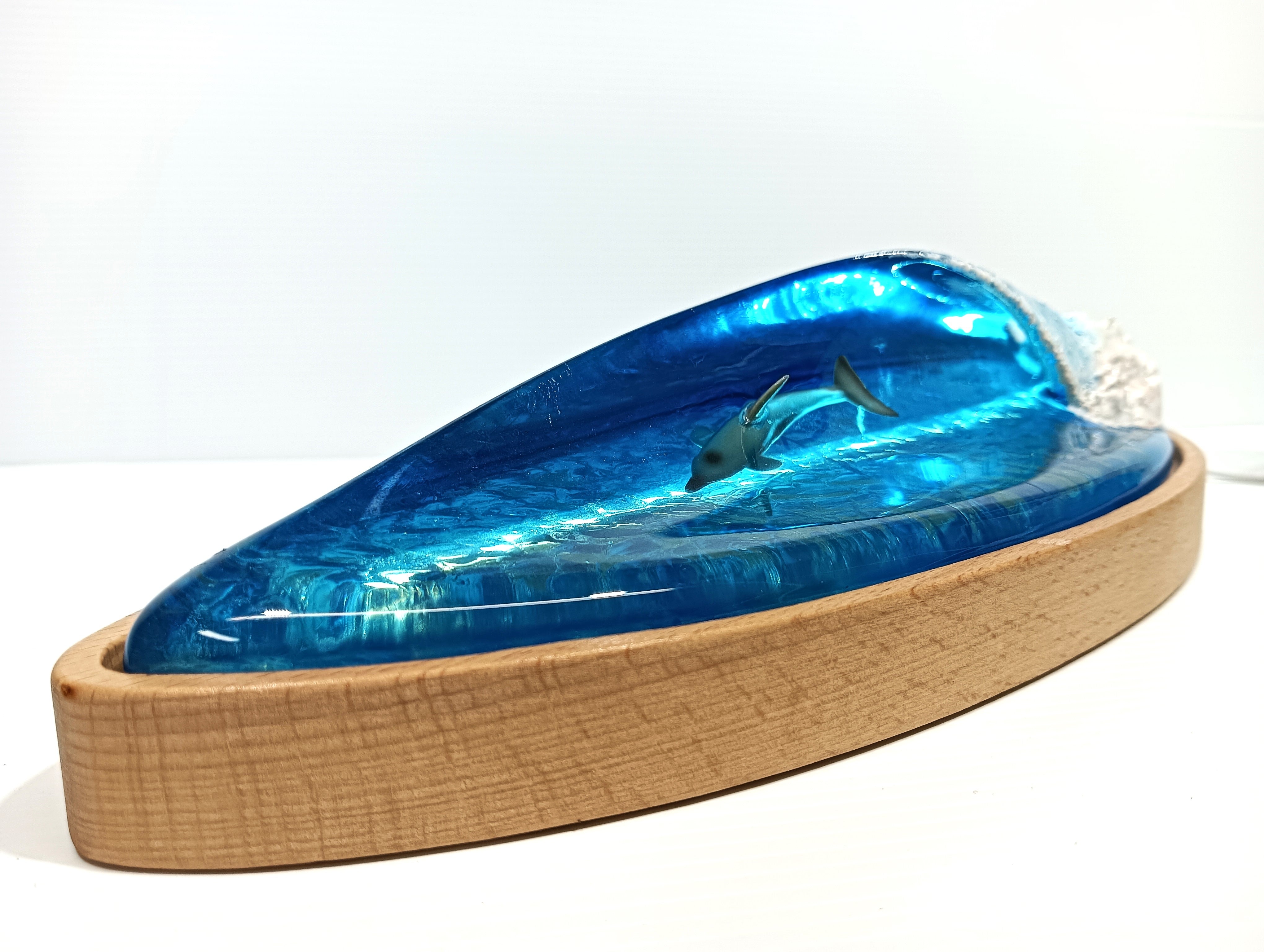 resin lamp, wave lamp, surfing lamp, wave lamp surfer, surfing art, surfboard art, surfng trophy, wave light, resin light, wave sculpture, dolphin lamp