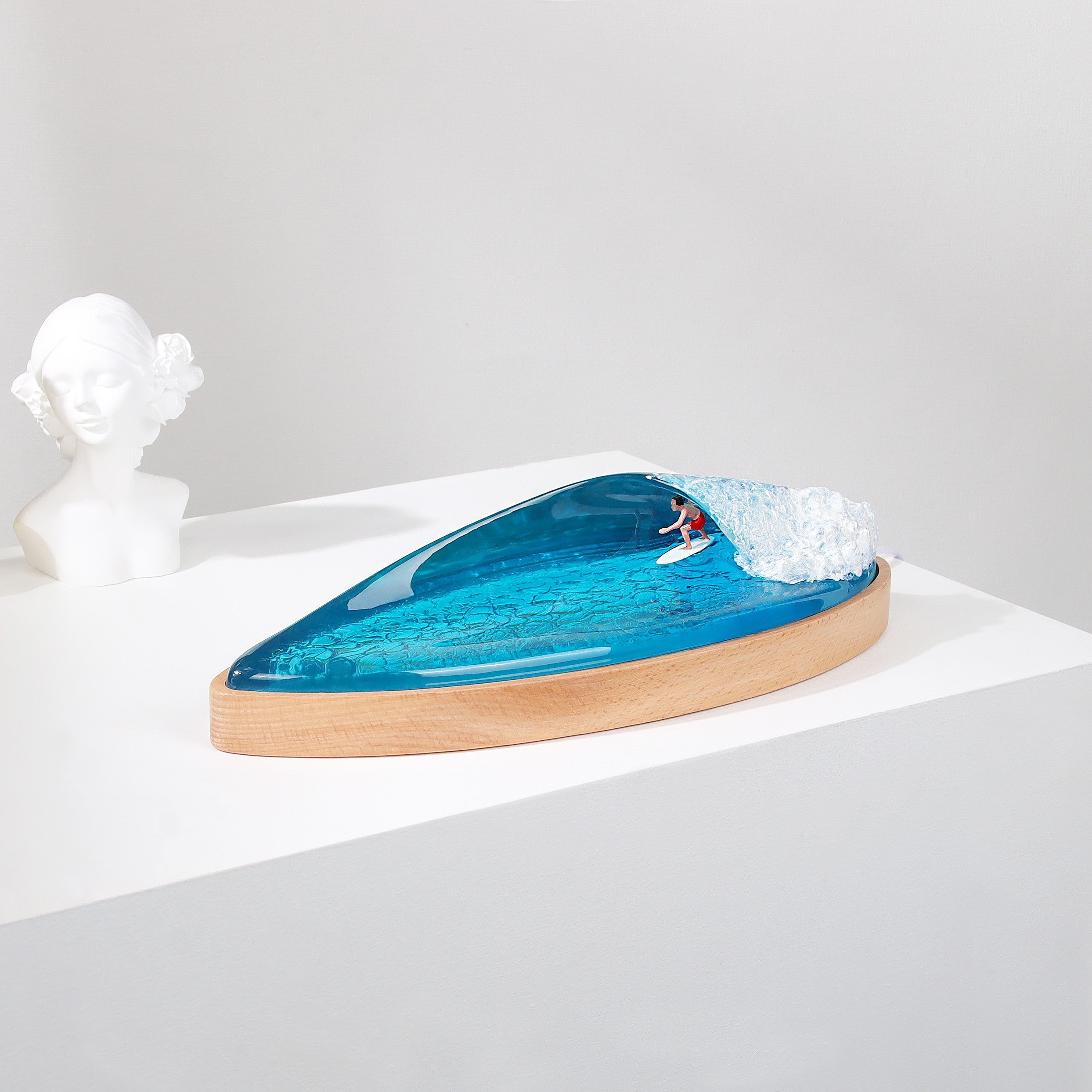resin lamp, wave lamp, surfing lamp, wave lamp surfer, surfing art, surfboard art, surfng trophy, wave light, resin light