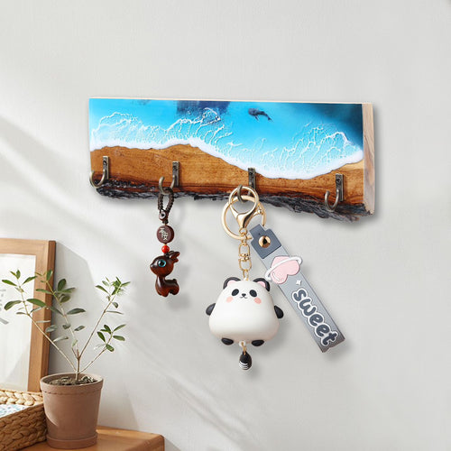 KPWaveArt Natural Wood Resin Key Holder