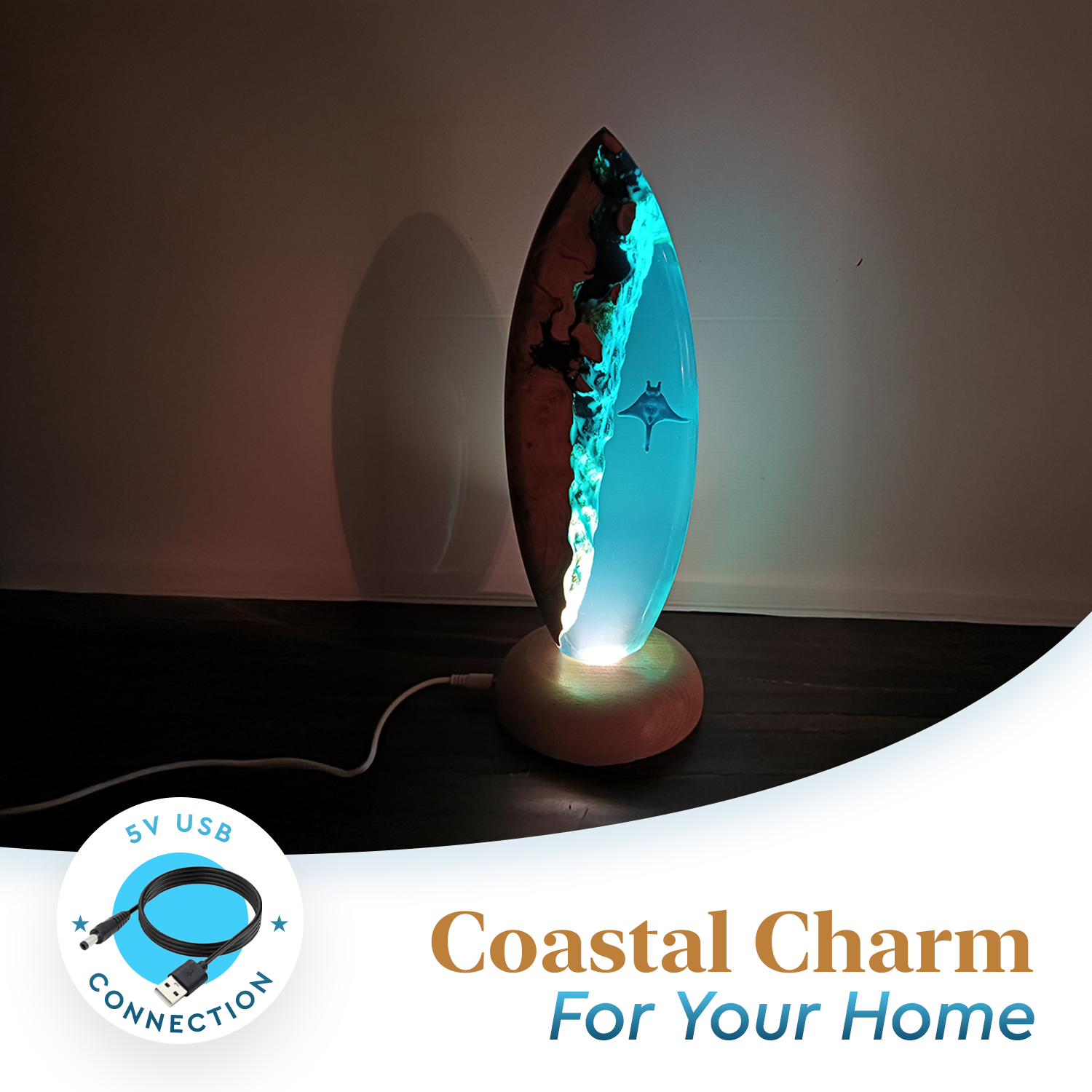 Surfboard resin lamp