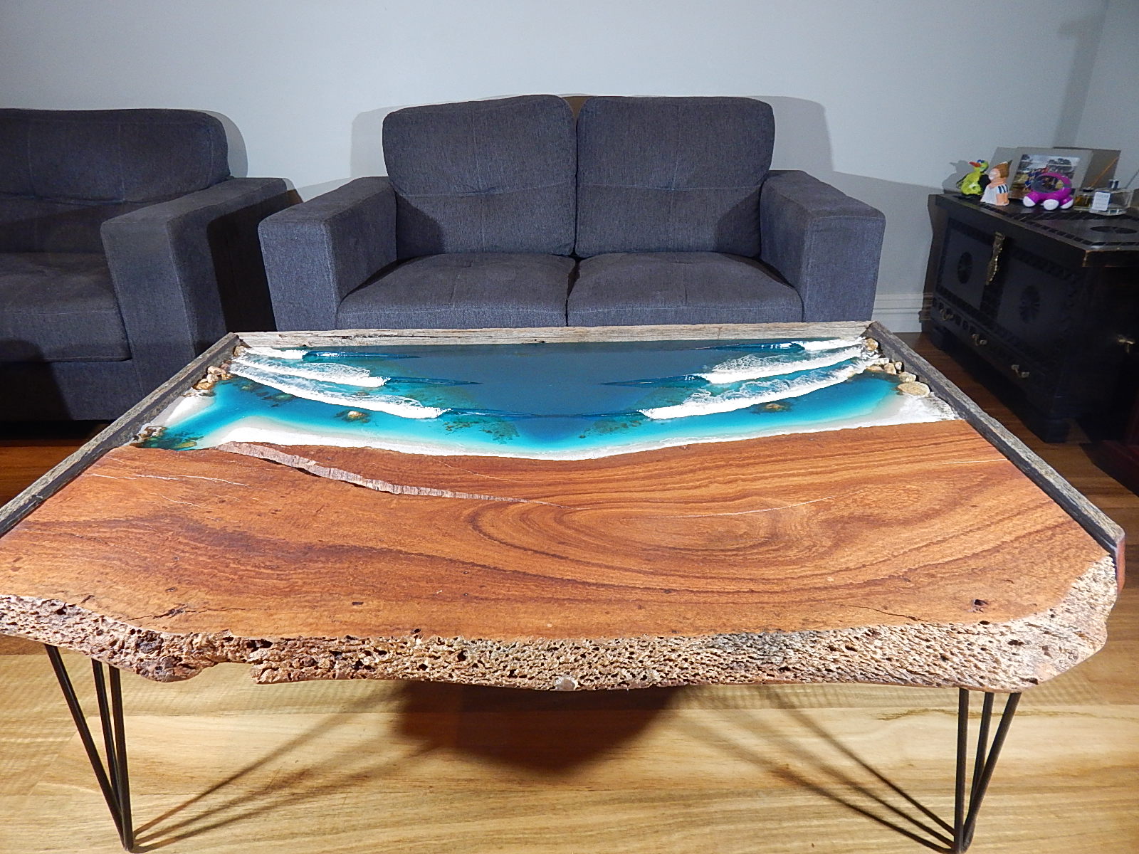 Coffee table art, resin surf art. banksia beach