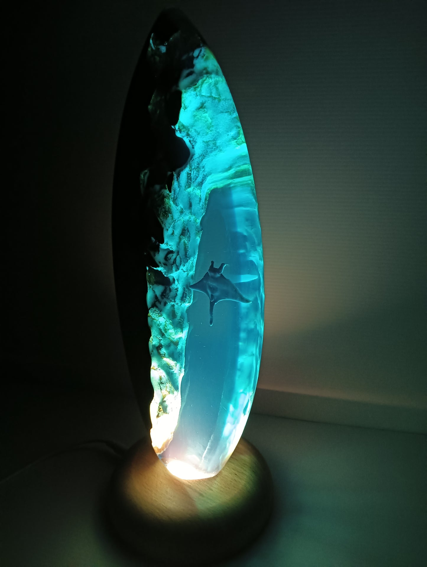 resin lamp, surfboard lamp, surfing trophy, surfboard art, ocean lamp, surfboard light