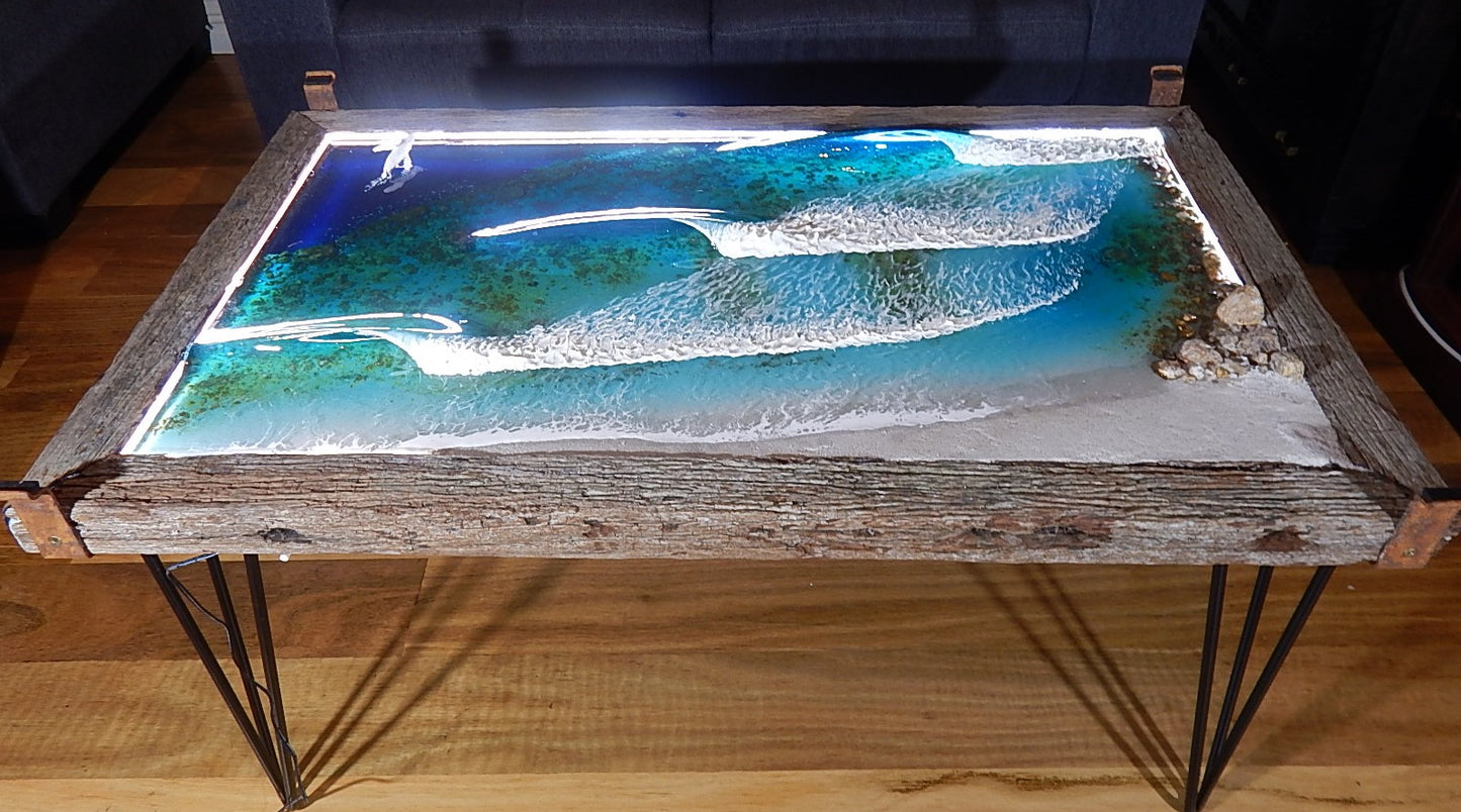 Surfing driftwood Coffee table LED