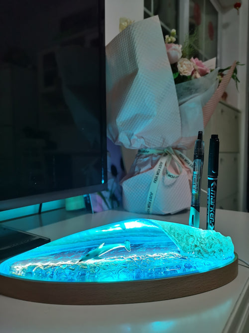  resin lamp, wave lamp, surfing lamp, wave lamp surfer, surfing art, surfboard art, surfng trophy,  wave light, resin light, wave sculpture, dolphin lamp