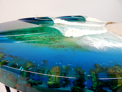 Coffee table resin surf art